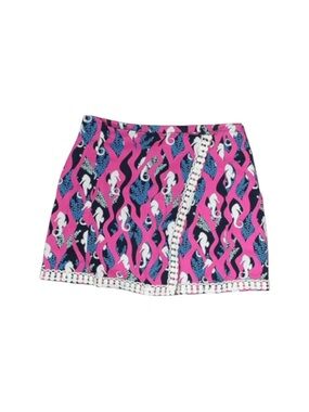 Crown & Ivy Wrap Skort Women’s 12 US‎ Petite Pink Sea Theme Crochet Trim